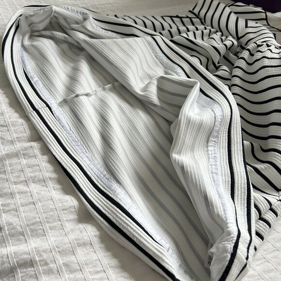 Anthropologie Maeve Mitred Diamond Stripe Dress Pleated FIt+Flare Pockets Size 8 - Picture 14 of 16